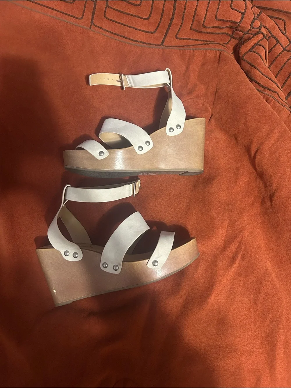 Cityclassified Cream Platform Wedge Sandals